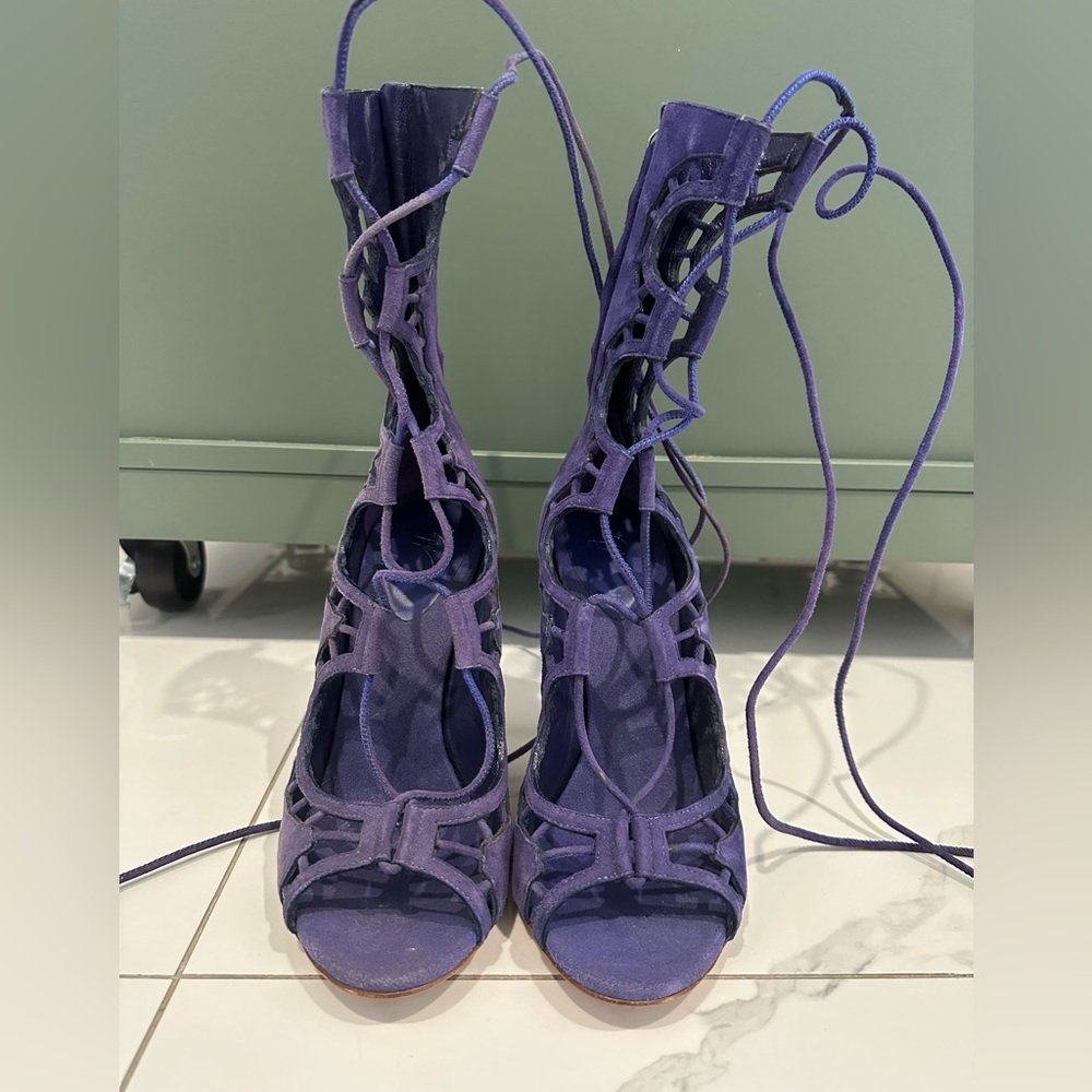 Giuseppe Zannotti Purple Lace Up Stilettos
